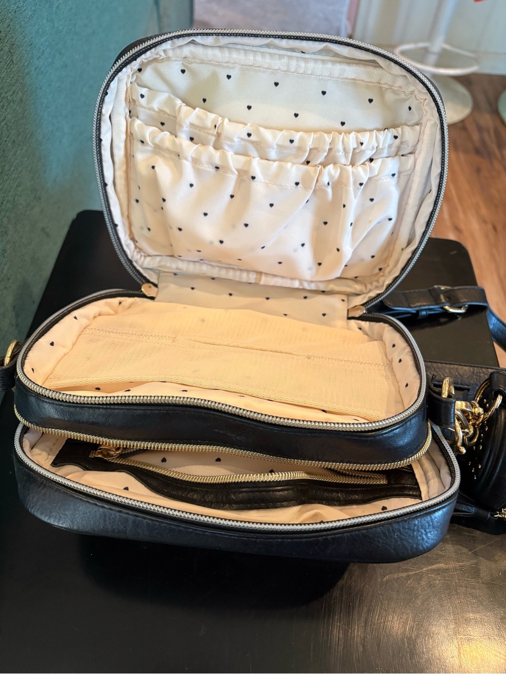 Itzy Ritzy Black Studded Crossbody Diaper Bag with Detachable Coin Pouch - Picture 8 of 14